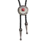 COOLLA Bolo Tie Rodeo Cowboy Cravate en cuir pour homme avec pierre turquoise Argenté