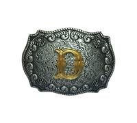 COOLLA Boucle de ceinture pour homme - Lettres initiales ABCDEFG à Z Western Rodeo Texas Cowboy Grandes boucles de ceinture, D, 9 cm