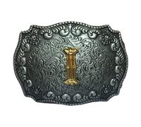 COOLLA Boucle de ceinture pour homme - Lettres initiales ABCDEFG à Z Western Rodeo Texas Cowboy Grandes boucles de ceinture, I, 9 cm