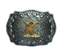 COOLLA Boucle de ceinture pour homme - Lettres initiales ABCDEFG à Z Western Rodeo Texas Cowboy Grandes boucles de ceinture, K, 9 cm
