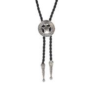 COOLLA Cravate Bolo - Pendentif étoile western cowboy noir vintage turquoise pour femme et homme, Noir , 70 cm