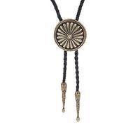 COOLLA Cravate Bolo - Pendentif fait main style western cowboy noir vintage turquoise pour femme et homme, bronze, 70 cm