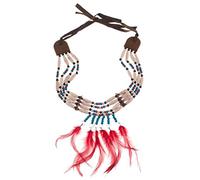 COOLMP Collier d'indien Plumes Rouge