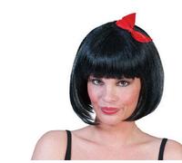 COOLMP Lot de 12 - Perruque Coupe au carré avec Noeud Rouge Noire