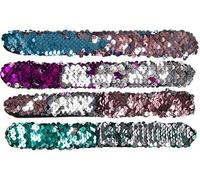 COOLMP Lot de 3 - Bracelet snap sirène à sequins mix 22cm