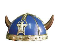 COOLMP Lot de 6 - Casque de Viking/gaulois Bleu avec 2 Cornes