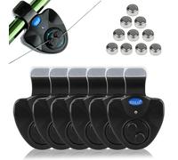 Coolnice 6pcs Détecteurs de Touche électroniques de Canne à Pêche Alarme de Pêche Sensible avec Indicateur Lumineux LED Alarme Sondeur Electronique pour Pêche Nuit Pêche Maritime Nocturne-Noir