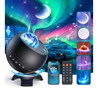 COOLNIGHT Projecteur Ciel Etoile pour Led Chambre, Veilleuse Enfant avec 15 Couleurs+ 5 Lunaires, Décoration Chambre Bluetooth avec 15 Bruits Blancs et Télécommande, Cadeau Fête des Mères, Noir