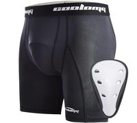 COOLOMG Boxer de sport pour enfant - Sous-vêtement fonctionnel - Avec bonnet - Pour garçon - Noir - Taille M