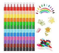 Coolon Lot de 10 crayons de couleur empilables pour enfants, 12 couleurs, crayons de couleur pour enfants, peinture, cadeau, bureau, fournitures scolaires