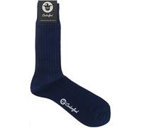 COOLORFOOL Chaussettes homme femme fil d'écosse de luxe - fines douces 100% coton bleu marine 35/37