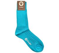 COOLORFOOL Chaussettes homme femme fil d'écosse de luxe - fines et douces 100% coton bleu azure 35/37