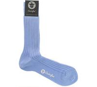 COOLORFOOL Chaussettes homme femme fil d'écosse de luxe - fines et douces 100% coton bleu clair T41/42