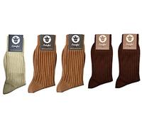 COOLORFOOL Pack de 5 Chaussettes homme femme fil d'écosse de luxe -fines et douces -100% coton 1 beige, 2 noisette, 2 marron T35/37