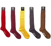 COOLORFOOL Pack de 5 mi-bas - chaussettes hautes - homme - fil d'écosse de luxe - fines et douces 100% coton 1 rouge, 1 bordeaux, 1 jaune, 1 noisette, 1 gris foncé T43/45