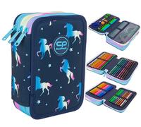 Coolpack Jumper 3 Trousse à crayons à 3 compartiments Licorne bleue avec accessoires