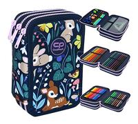 CoolPack Trousse à crayons 3 compartiments XXL - Trousse à crayons - Trousse à crayons - Pour fille et garçon - 44 pièces - 3 niveaux - OH My Deer, Multicolore, Trousse à
