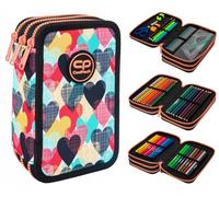 CoolPack Trousse à crayons XXL 3 compartiments - Trousse à crayons - Trousse à crayons - Pour fille et garçon - 44 pièces - 3 étages - Chocoove, Multicolore, Trousse à