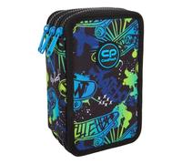 CoolPack Trousse XXL à 3 compartiments - Trousse à trois compartiments - Pour filles et garçons - Trousse remplie de 44 pièces - 3 étages - Skate Night, Multicolore, Trousse à crayons