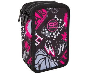 CoolPack Trousse XXL à 3 compartiments - Trousse à trois compartiments - Pour filles et garçons - Trousse remplie de 44 pièces - 3 étages - Rock Star