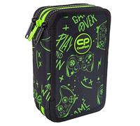 CoolPack XXL Pencil Case 3-Compartment School Pencil Case Triple Pencil Case for Girls Boys Pencil Case 44-Piece Filled Student Case 3-Tier Game Night, Multicoloured, Pencil case