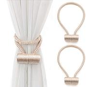 COOLPEEN Lot de 2 embrasses de rideaux magnétiques décoratives, 40,6 cm, pour rideaux fins ou transparents (beige)