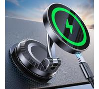 Coolpow 15W Support Telephone Voiture Induction【Base rotative 360°】 MagSafe Chargeur Voiture Tableau de Bord Chargeur Induction Voiture Magnetique pour iPhone 16 15 14 13 12 Pro Max Plus
