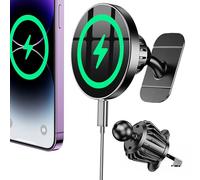 Coolpow 15W Support Telephone Voiture Induction【Super Aimants】Chargeur Magsafe Voiture Accessoires Support Aimant Telephone Voiture Magnetique Chargeur sans Fil pour iPhone 17 16 15 une coque MagSafe
