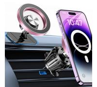 Coolpow Support Telephone Voiture Magsafe【Super Aimants】 Porte Téléphone Voiture Aimanté【360°Rotation】 Aimant Telephone Voiture Kits Accessoire Voiture pour iPhone 17 Pro Max 16 15 14 13, Rose