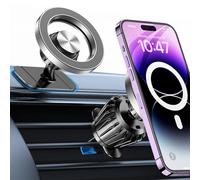 Coolpow Support Telephone Voiture Magsafe【Super Aimants】 Porte Téléphone Voiture Aimanté【360°Rotation】 Aimant Telephone Voiture Kits Accessoire Voiture pour iPhone 17 Pro Max 16 15 14 13, Argenté