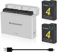 Coolshow Osmo Action 4/3 Batterie Extrême 2 Packs 1800Mah Et Double Osmo Action 4/3 Chargeur De Batterie De Stockage Boîte De[Z171]