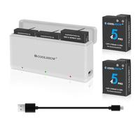 COOLSHOW Osmo Action 6 5 Pro 4 3 Osmo360 Batterie Extrême 2 Pièces 2100mAh et Triple Osmo Action 6 5 4 3 360 Chargeur Boîte de Stockage Conception Compatible avec DJI Osmo Action 6 5 Pro 4 3 Osmo 360