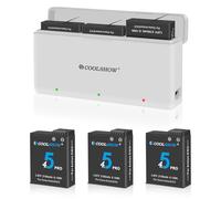 COOLSHOW Osmo Action 6 5 Pro 4 3 Osmo360 Batterie Extrême 3 Pièces 2100mAh et Triple Osmo Action 6 5 4 3 Chargeur Boîte de Stockage Conception Compatible avec DJI Osmo Action 6 5 Pro 4 3 Osmo360