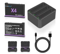 COOLSHOW X4 Batterie 2500mAh 2 Packs remplacent pour Batterie Insta360 X4 et X4 Chargeur Triple Kit de Station de Charge Rapide Compatible avec Ins ta 360 X4 caméra