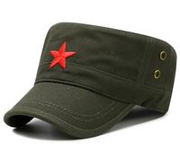 COOLSOME Vintage Fatigue Red Star Mao Army Military Hat (Military Green)