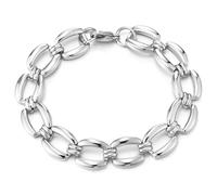COOLSTEELANDBEYOND Bracelet Chaîne Maillons Ovales Épais pour Homme ou Femme, Acier Inoxydable Poli, Style Classique Statement