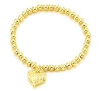 COOLSTEELANDBEYOND Bracelet Élastique Perles Or Femme Charm Cœur Fin Empilable Boules Amour Minimaliste