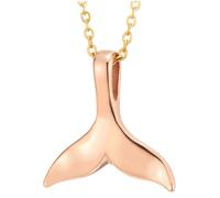 COOLSTEELANDBEYOND Couleur d'Or Rose Baleine Queue Pendentif Collier pour Femme - Inspiré par l'océan Acier Bijoux - Marin Animal Charmes