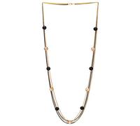 COOLSTEELANDBEYOND Or Noir Statement Femme Collier Trois Rangées Multi-Brin Long Chaîne avec Champagne et Noir Facetté Cristal Balle Pendentif