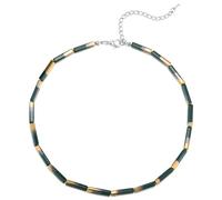 COOLSTEELANDBEYOND Statement Déclaration Collier, Or et Vert Acrylique Tube Chaîne Maillons, Collier, Hipster Unique