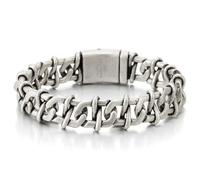 COOLSTEELANDBEYOND Tressé Gourmette, Marin Chaîne Maillons, Acier Inoxydable Bracelet, Vintage Couleur Argenté Vieux pour Hommes