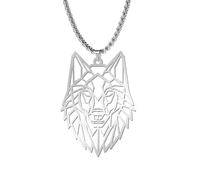 cooltime Collier avec Pendentif en Forme de Loup Creux en Acier Inoxydable Unisexe 58 cm