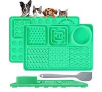 Cooltto 1 tapis anti-fuite pour chien et chat - En silicone - Avec spatule - Avec ventouse - Pour le bain, l'entraînement, le toilettage et le toilettage - Vert