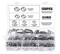 Coolty 130pcs Boucles en Métal pour Ceinture Sac à Dos Craft Bags, Accessoires de Bricolage, 13mm/16mm/20mm/25mm/32mm (Argent) (Argent)