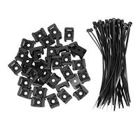 Coolty 150pcs Collier de Serrage, 23mmx16mm Base de Serre Câbles avec 150pcs Attaches de Câble pour Fixation Cable Electrique(noir)