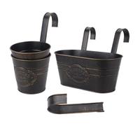 Coolty 3PCS Pots de Fleurs en Métal Vintage Jardinière Murale en Fer Pots de Plantes Suspendus pour Clôture Balcon Jardinière Décoration Intérieure avec Crochet Détachable (Rond+Oval)