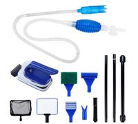 Coolty Kit de nettoyage 8 en 1 pour aquarium avec grattoirs à algues, nettoyeur de gravier 6 en 1, aspirateur siphon et brosse de nettoyage flottante pour changer l'eau et nettoyer le sable (70 à 190