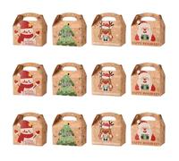 Coolty Lot de 12 boîtes cadeaux de Noël en papier kraft - Boîtes à bonbons - Sacs cadeaux - Boîtes à dragées pour Noël, Noël, anniversaire, fête, décorations DIY