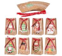 Coolty Lot de 24 boîtes cadeaux de Noël en papier kraft - Boîtes à bonbons - Sacs cadeaux - Boîtes à dragées pour Noël, Noël, anniversaire, fête, décorations DIY