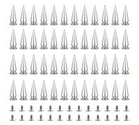 Coolty Lot de 50 Rivet Cône de Style Punk Clous Conique Métal Bullet Spikes pour Cuir Vêtement Ceinture Bricolage pour Sac Bracelet Goujons de Rivets, 10x29mm